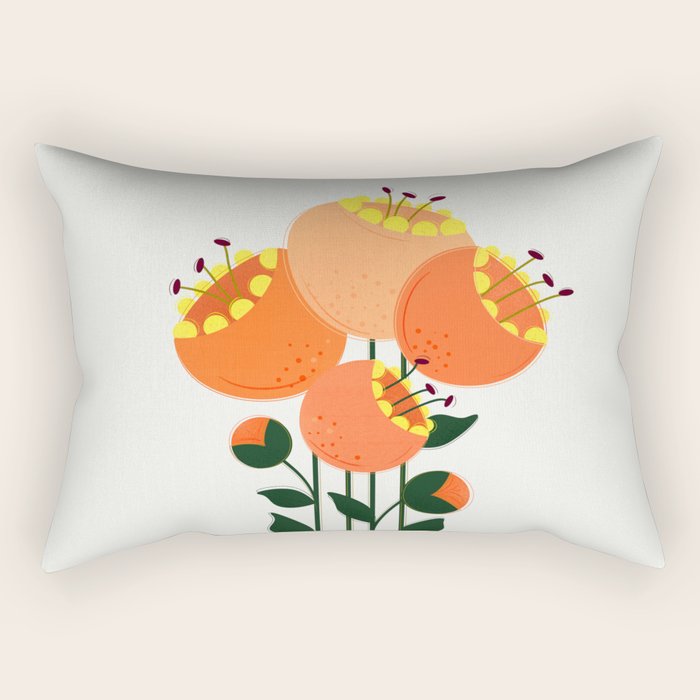 Orange Garden Flowers Rectangular Pillow Gallery Image 1