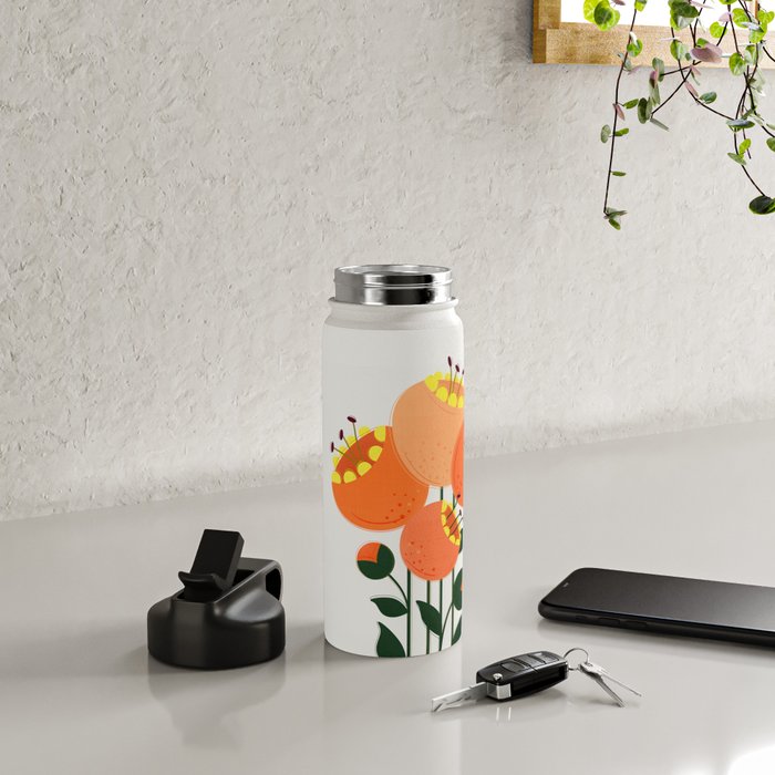 Orange Garden Flowers Water Bottle Gallery Image 4