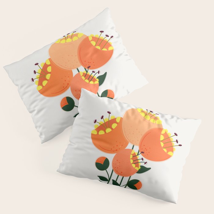 Orange Garden Flowers Pillow Sham Gallery Image 1