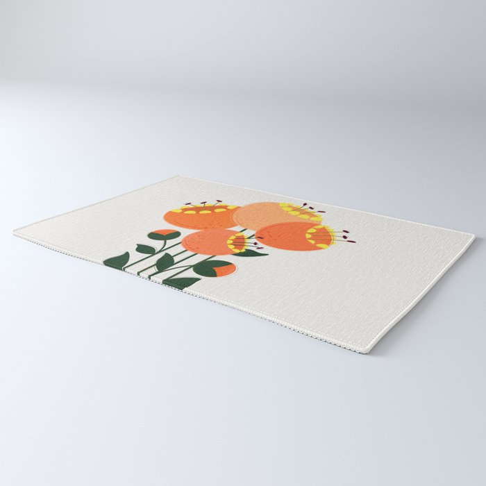 Orange Garden Flowers Rug Gallery Image 3