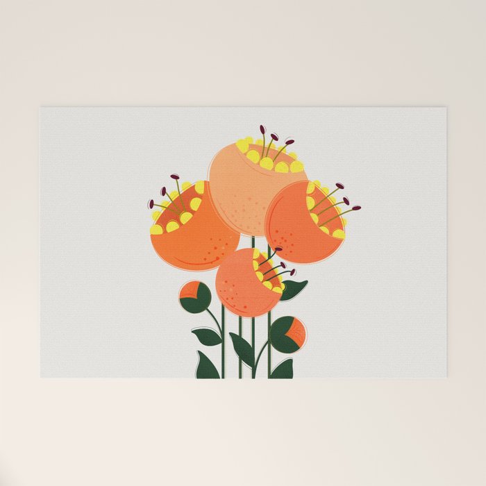 Orange Garden Flowers Welcome Mat Gallery Image 1
