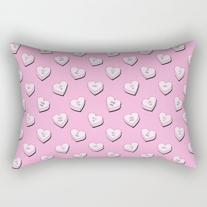 Pink love heart candy cartoon pattern Rectangular Pillow Gallery Image 1