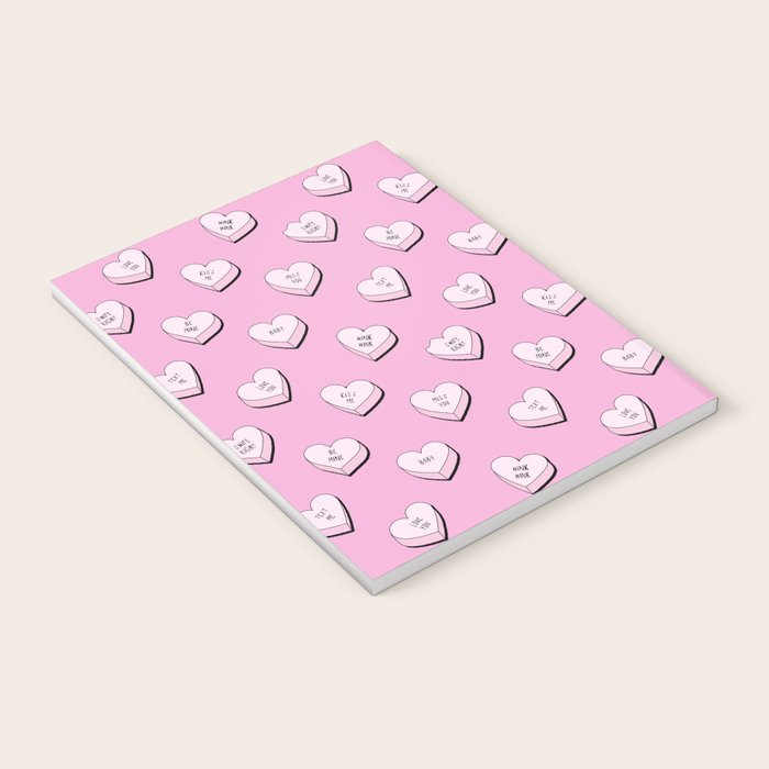 Pink love heart candy cartoon pattern Notebook Gallery Image 3