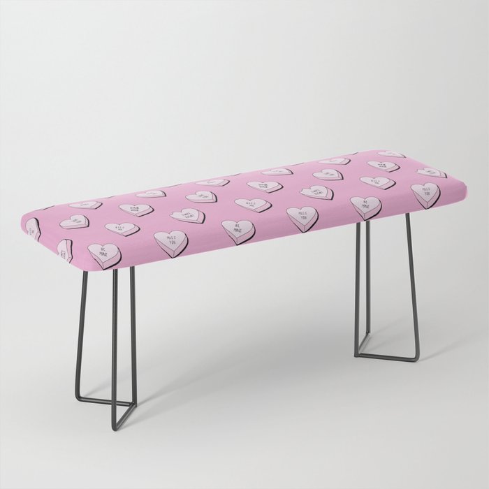 Pink love heart candy cartoon pattern Bench Gallery Image 1