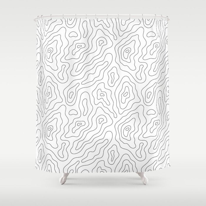 Abstract topography map line art pattern Shower Curtain Gallery Image 1