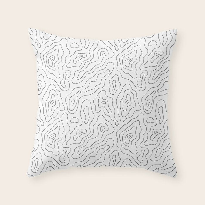 Abstract topography map line art pattern Throw Pillow Gallery Image 6