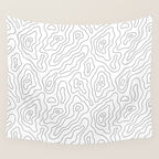 Abstract topography map line art pattern Wall Tapestry Gallery Image 4