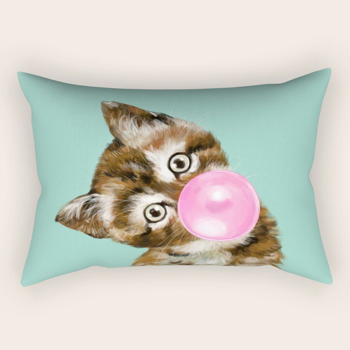Bubble Gum Baby Cat in Green Rectangular Pillow Gallery Image 1