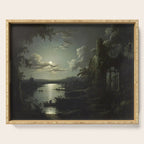 The Beautiful Ruins, Boats on a Moonlit Lake with Gothic Church landscape painting by Sebastian Pether Serving Tray Gallery Image 1