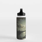 The Beautiful Ruins, Boats on a Moonlit Lake with Gothic Church landscape painting by Sebastian Pether Water Bottle Gallery Image 3