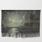 The Beautiful Ruins, Boats on a Moonlit Lake with Gothic Church landscape painting by Sebastian Pether Wall Hanging Gallery Image 1