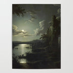The Beautiful Ruins, Boats on a Moonlit Lake with Gothic Church landscape painting by Sebastian Pether Poster Gallery Image 4