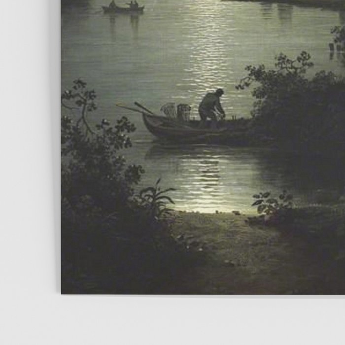 The Beautiful Ruins, Boats on a Moonlit Lake with Gothic Church landscape painting by Sebastian Pether Poster Gallery Image 3
