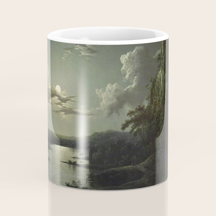 The Beautiful Ruins, Boats on a Moonlit Lake with Gothic Church landscape painting by Sebastian Pether Coffee Mug Gallery Image 4