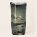 The Beautiful Ruins, Boats on a Moonlit Lake with Gothic Church landscape painting by Sebastian Pether Travel Mug Gallery Image 3