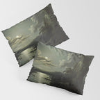 The Beautiful Ruins, Boats on a Moonlit Lake with Gothic Church landscape painting by Sebastian Pether Pillow Sham Gallery Image 3