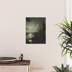 The Beautiful Ruins, Boats on a Moonlit Lake with Gothic Church landscape painting by Sebastian Pether Poster Gallery Image 2