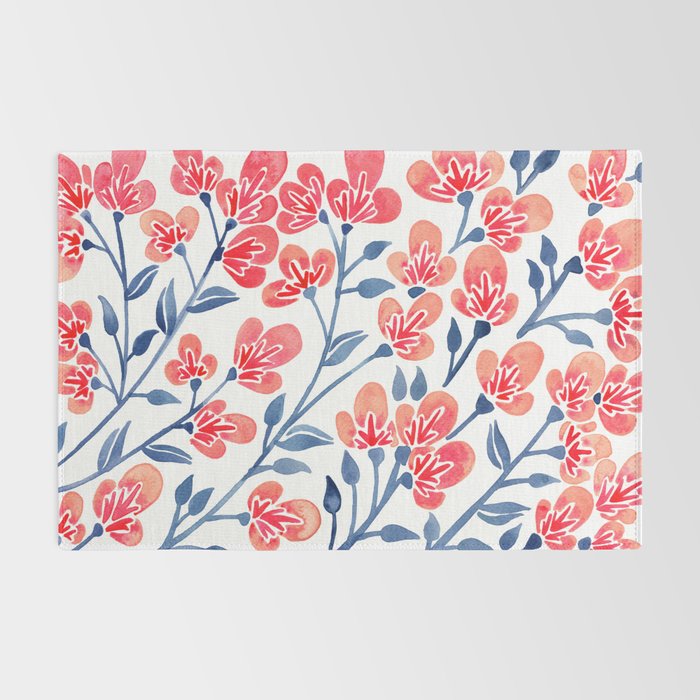 Cherry Blossoms - Melon & Navy Palette Rug Gallery Image 2