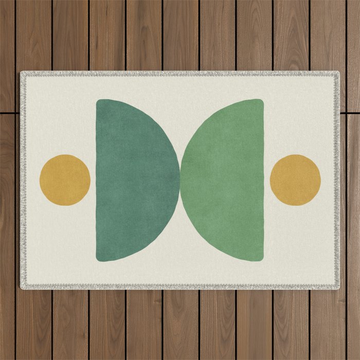Half-circle Balance - Green Gold Outdoor Rug Gallery Image 1