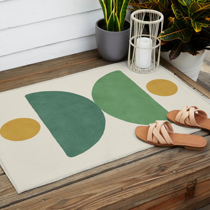 Half-circle Balance - Green Gold Outdoor Rug Gallery Image 2