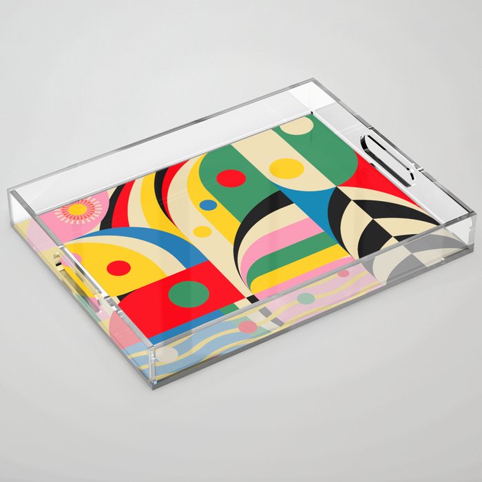 Barcelona Artists Inspired Abstract Geometry  Acrylic Tray Gallery Image 1