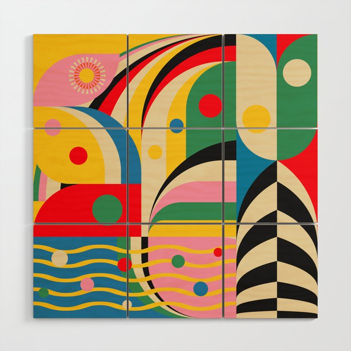 Barcelona Artists Inspired Abstract Geometry  Wood Wall Art Gallery Image 1