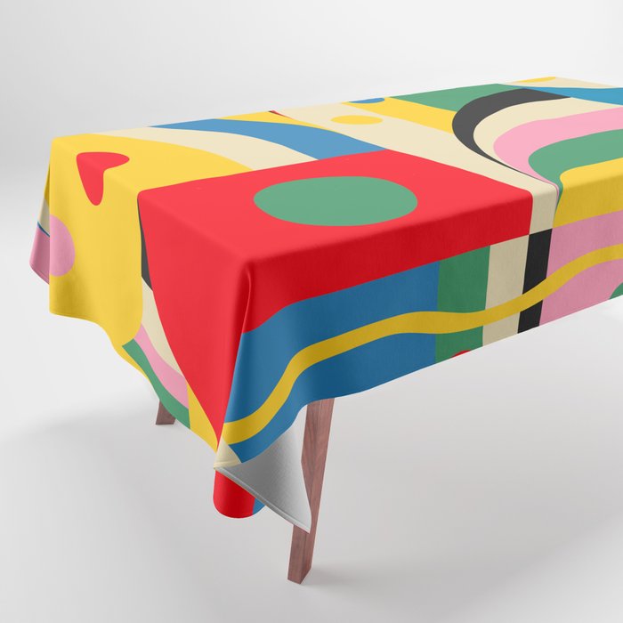 Barcelona Artists Inspired Abstract Geometry  Tablecloth Gallery Image 1