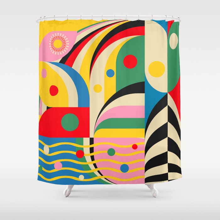 Barcelona Artists Inspired Abstract Geometry  Shower Curtain Gallery Image 1