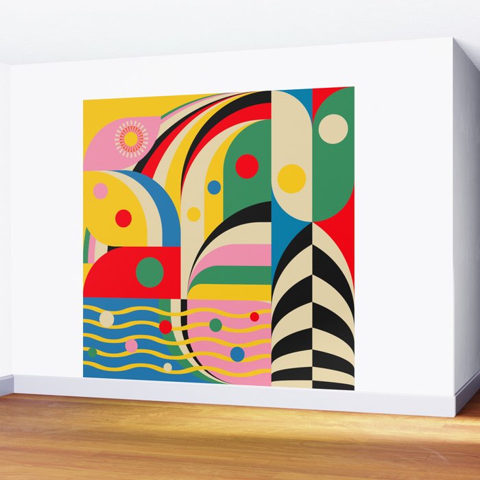 Barcelona Artists Inspired Abstract Geometry  Wall Mural Gallery Image 2