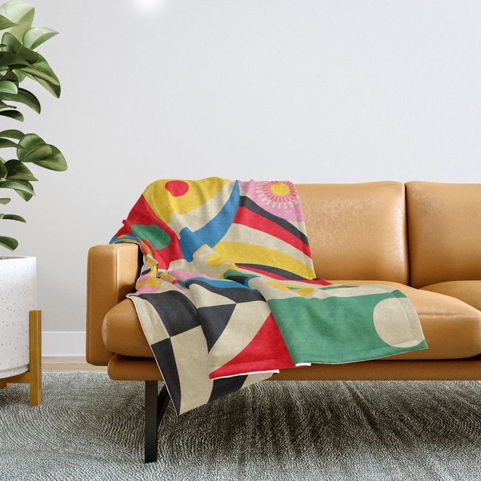Barcelona Artists Inspired Abstract Geometry  Throw Blanket Gallery Image 1