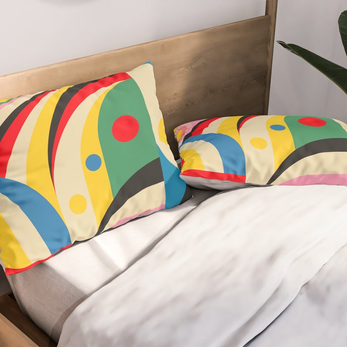 Barcelona Artists Inspired Abstract Geometry  Pillow Sham Gallery Image 2