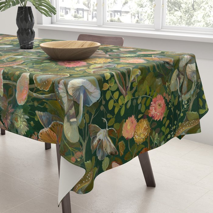 Zinnia Mushroom Garden Tablecloth Gallery Image 3