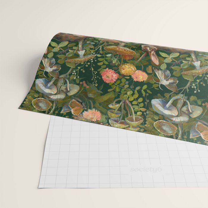 Zinnia Mushroom Garden Wrapping Paper Gallery Image 2