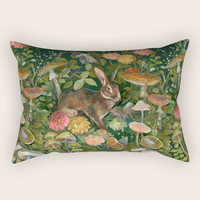 Zinnia Mushroom Garden Rectangular Pillow Gallery Image 2