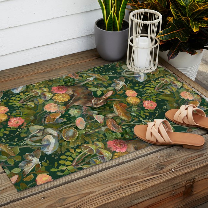 Zinnia Mushroom Garden Outdoor Rug Gallery Image 2