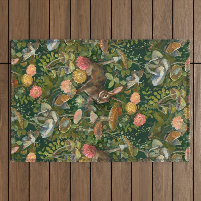 Zinnia Mushroom Garden Outdoor Rug Gallery Image 1