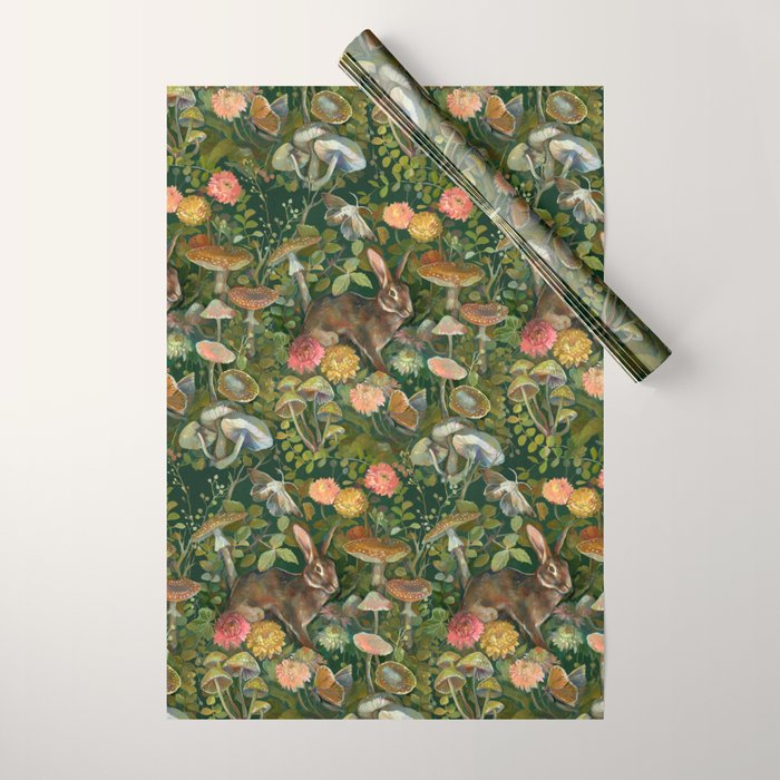 Zinnia Mushroom Garden Wrapping Paper Gallery Image 1