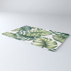Monstera botanical leaves illustration pattern on white Rug Gallery Image 3