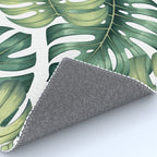 Monstera botanical leaves illustration pattern on white Rug Gallery Image 4