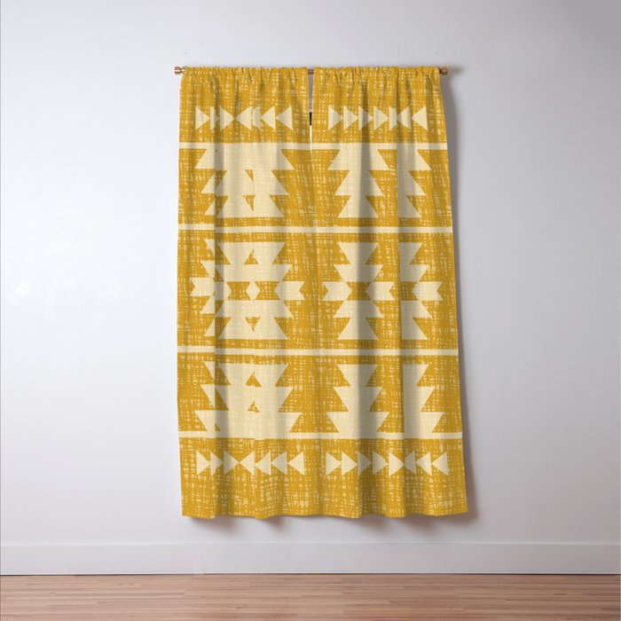 Southwestern Pattern 136 Yellow Window Curtain Gallery Image 3