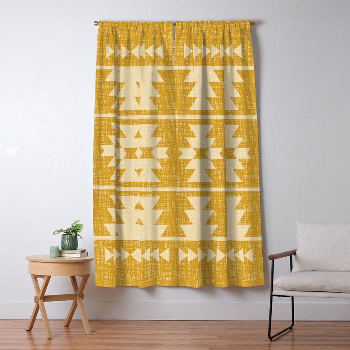 Southwestern Pattern 136 Yellow Window Curtain Gallery Image 5