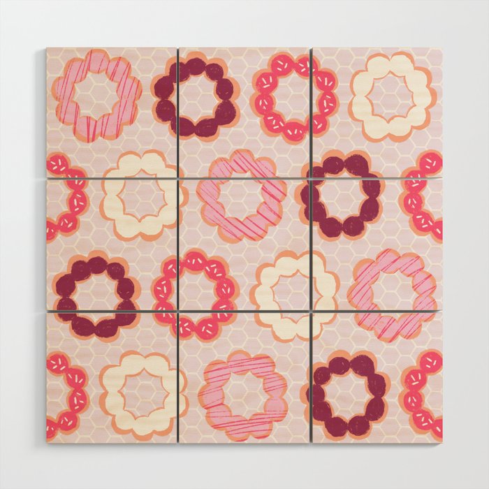 Mochi Donuts Pattern Wood Wall Art Gallery Image 1