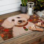 White Klimt Dog with Curly Hair Outdoor Rug Gallery Image 2