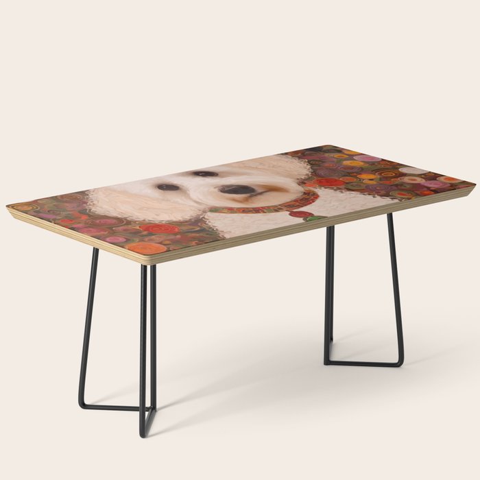 White Klimt Dog with Curly Hair Coffee Table Gallery Image 1