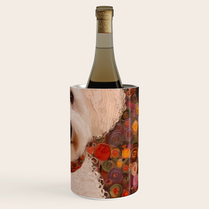 White Klimt Dog with Curly Hair Wine Chiller Gallery Image 3