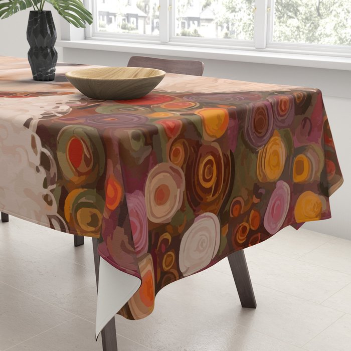 White Klimt Dog with Curly Hair Tablecloth Gallery Image 3