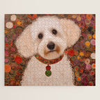 White Klimt Dog with Curly Hair Jigsaw Puzzle Gallery Image 1