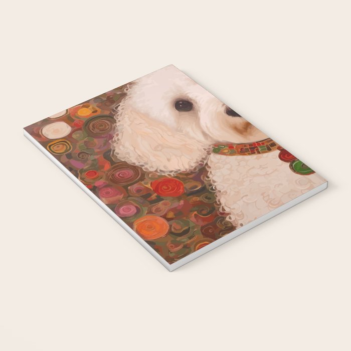 White Klimt Dog with Curly Hair Notebook Gallery Image 3
