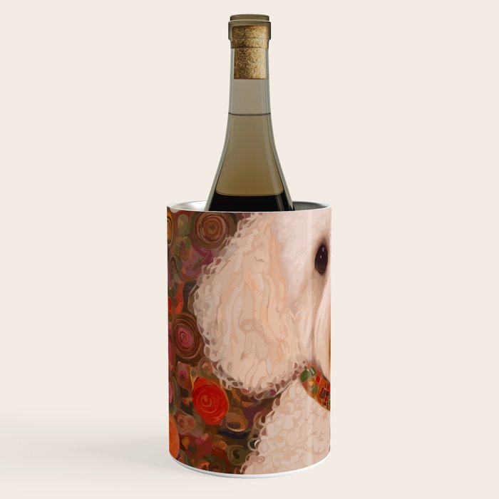 White Klimt Dog with Curly Hair Wine Chiller Gallery Image 2