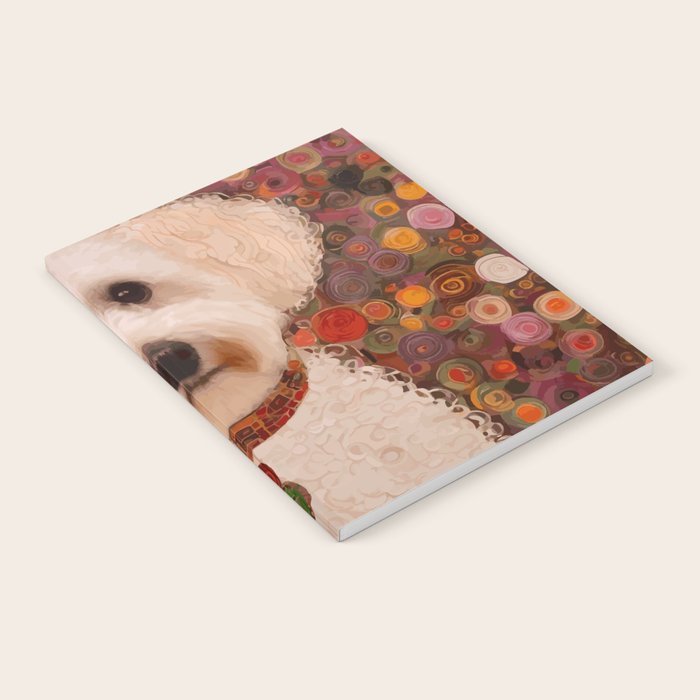 White Klimt Dog with Curly Hair Notebook Gallery Image 2